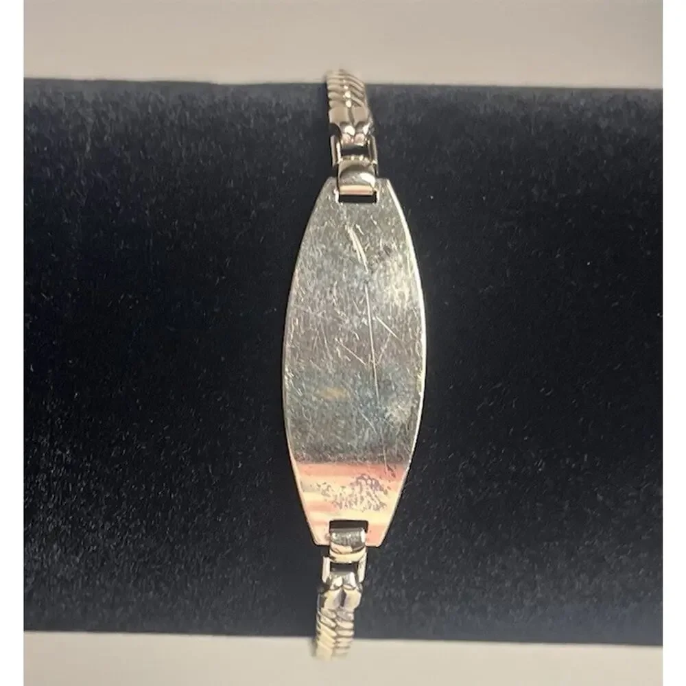 Gold Filled Sterling Silver Military ID Bracelet Chain BLANK Vintage Mid Century